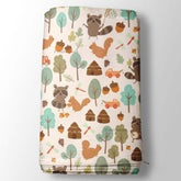 Multi Color Tree & Fun Playing Wolf Pattern Kid's Printed Fabric